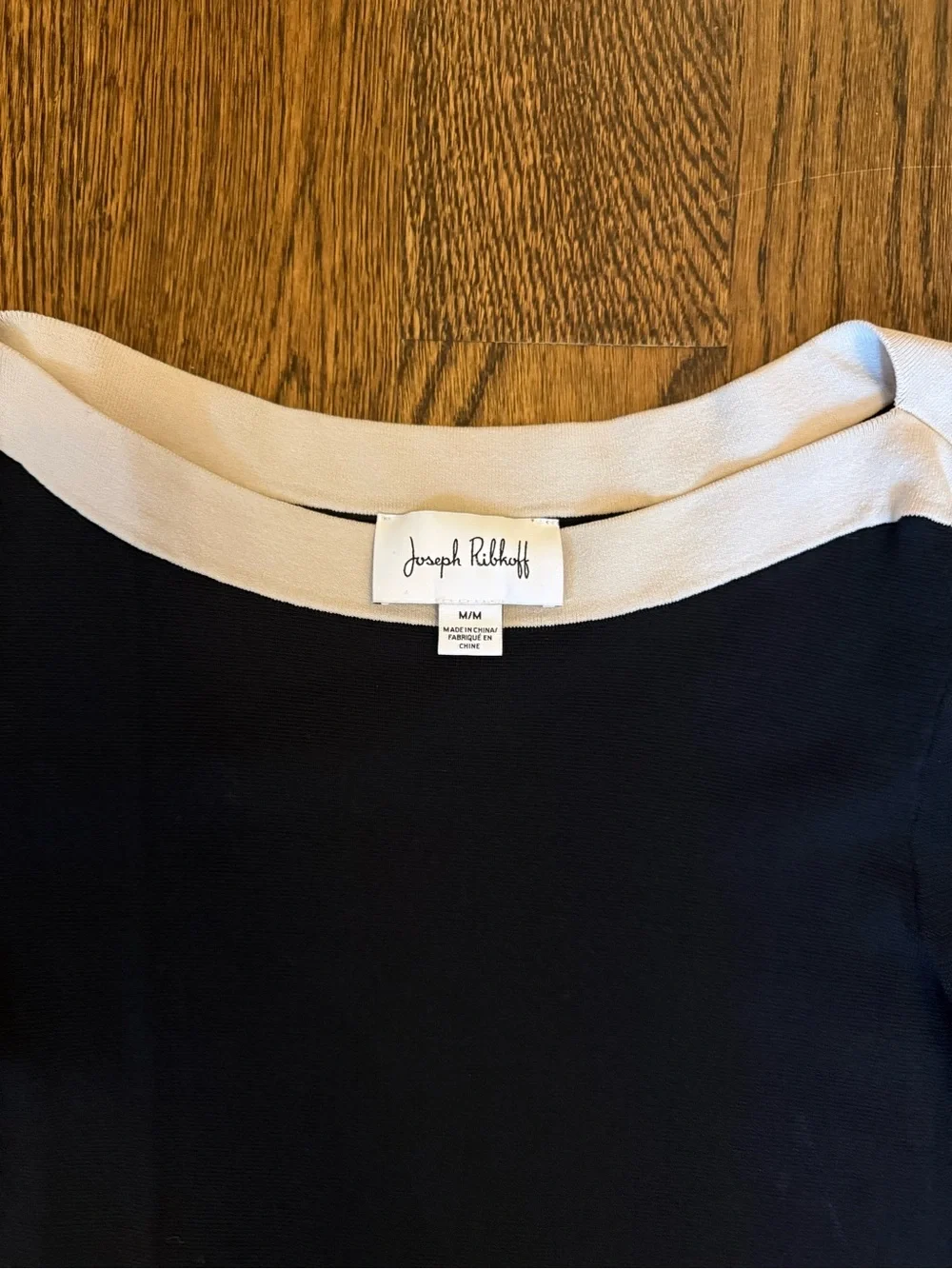 Joseph Ribkoff Black Top with White Contrast Collar